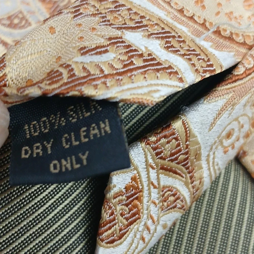 Le Ferre Italy 3.75x59 Mens‎ Silk Tie Beige Paisley